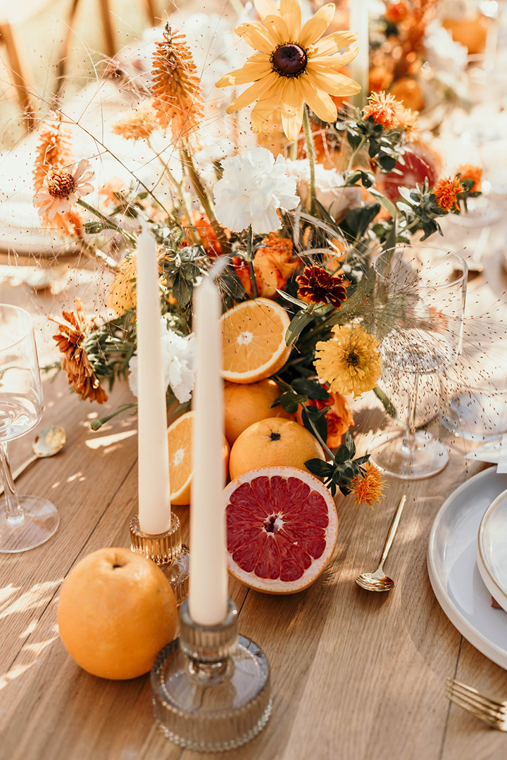 chemin de table mariage - tangerine