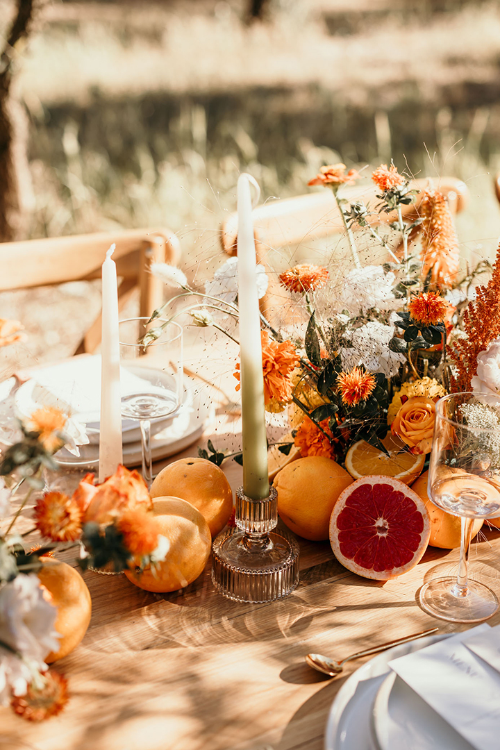 décoration table mariage - tangerine dream