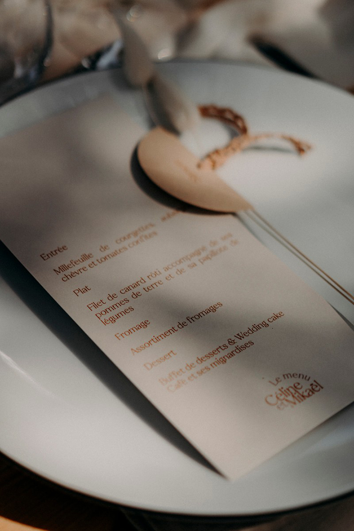 boho - menu mariage