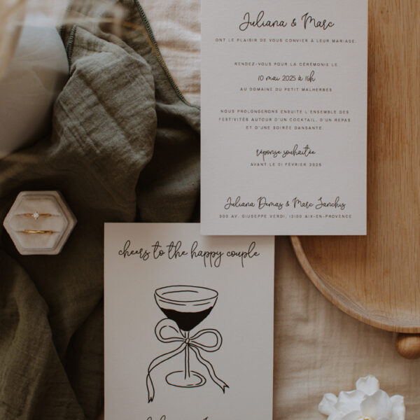 invitation mariage Juliana Marc élégante