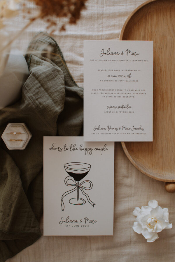 invitation mariage Juliana Marc élégante
