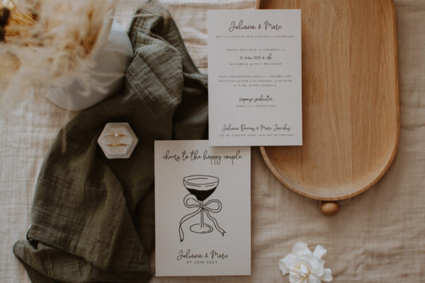 faire part mariage Juliana Marc champagne