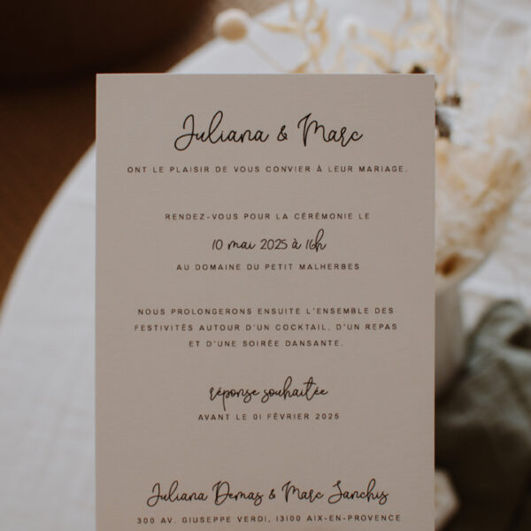 faire-part mariage minimaliste