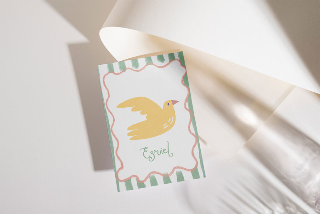 faire part naissance Ezriel oiseau
