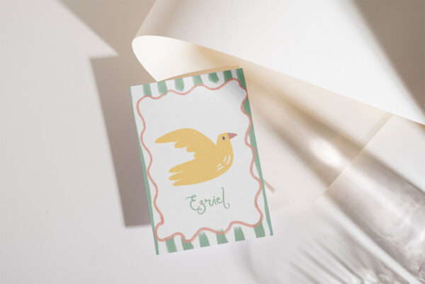 faire part naissance Ezriel oiseau