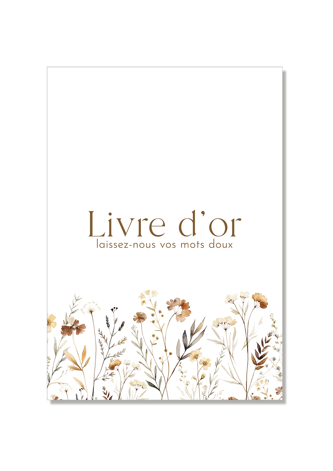 affiche livre or mariage fleurs séchées automne kaligrafia