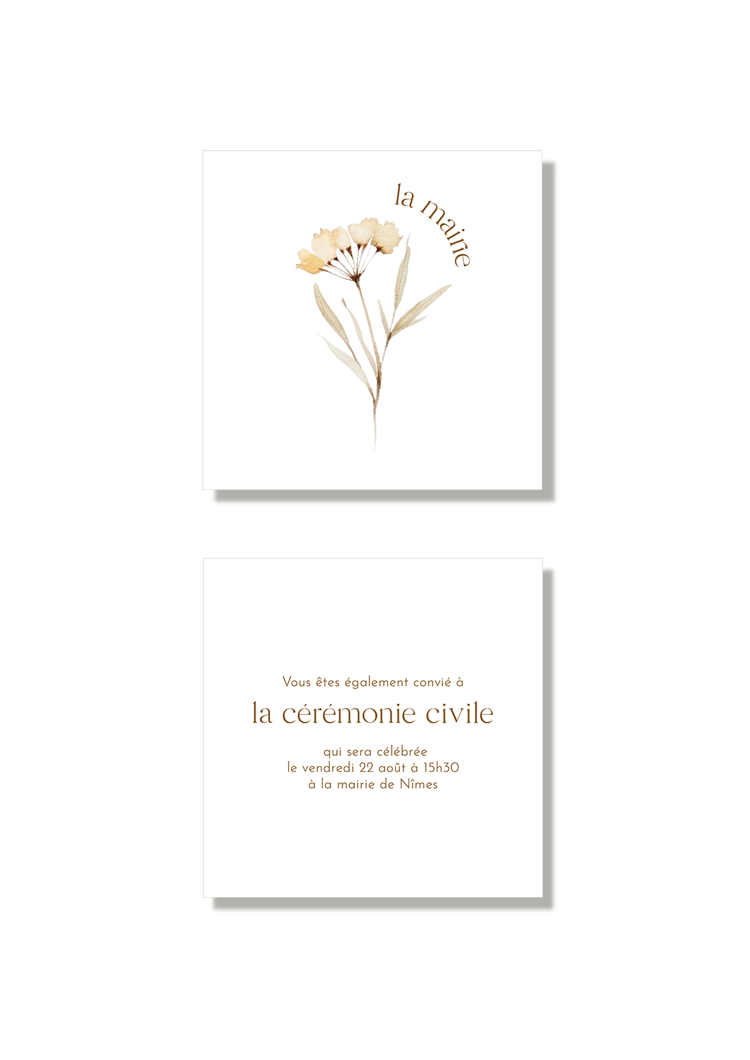carton mairie mariage fleurs séchées automne kaligrafia