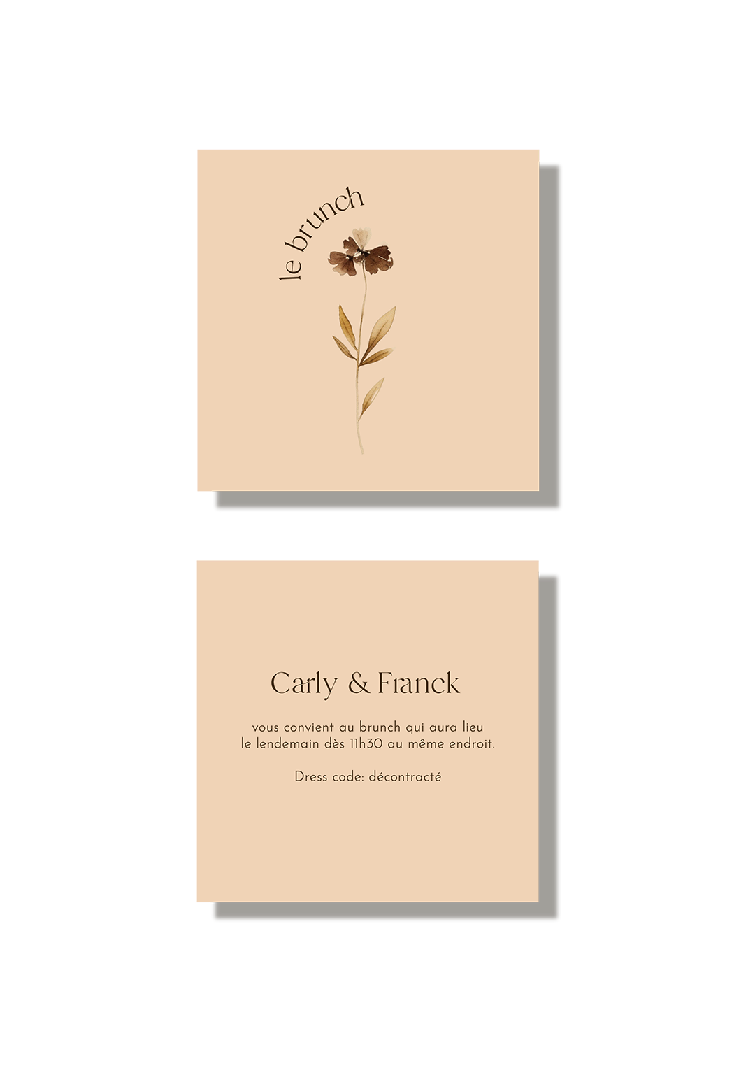 carton brunch mariage automne fleurs séchées kaligrafia