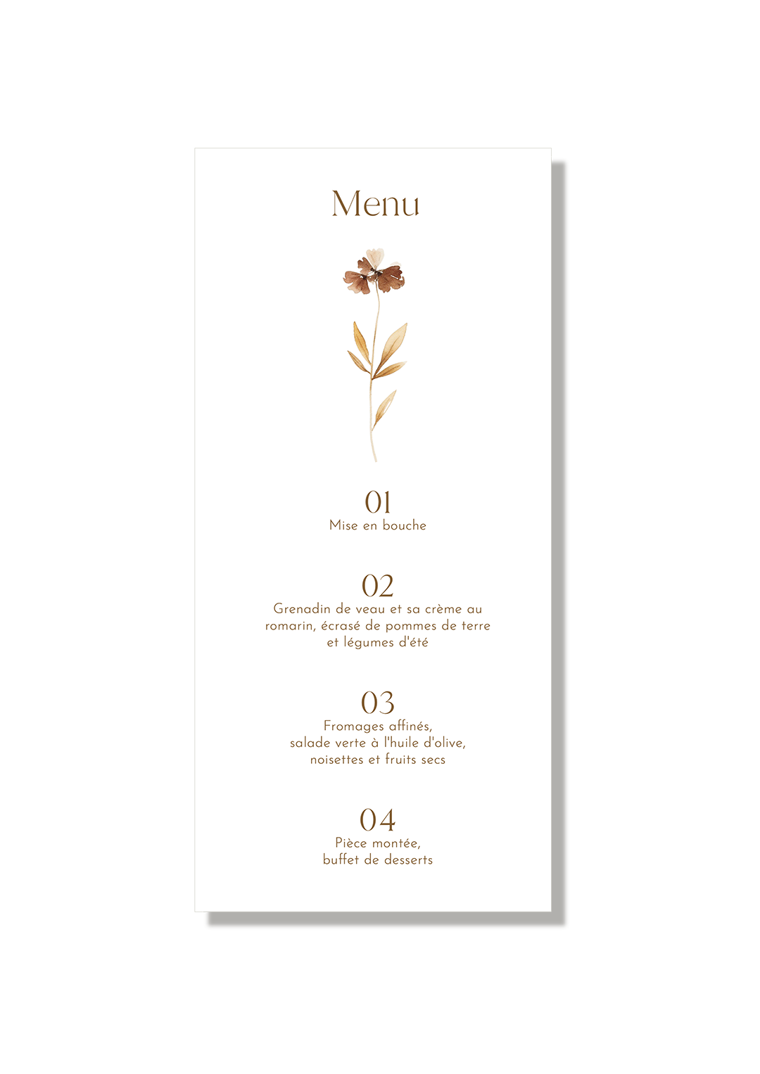 menu mariage automne fleurs séchées kaligrafia