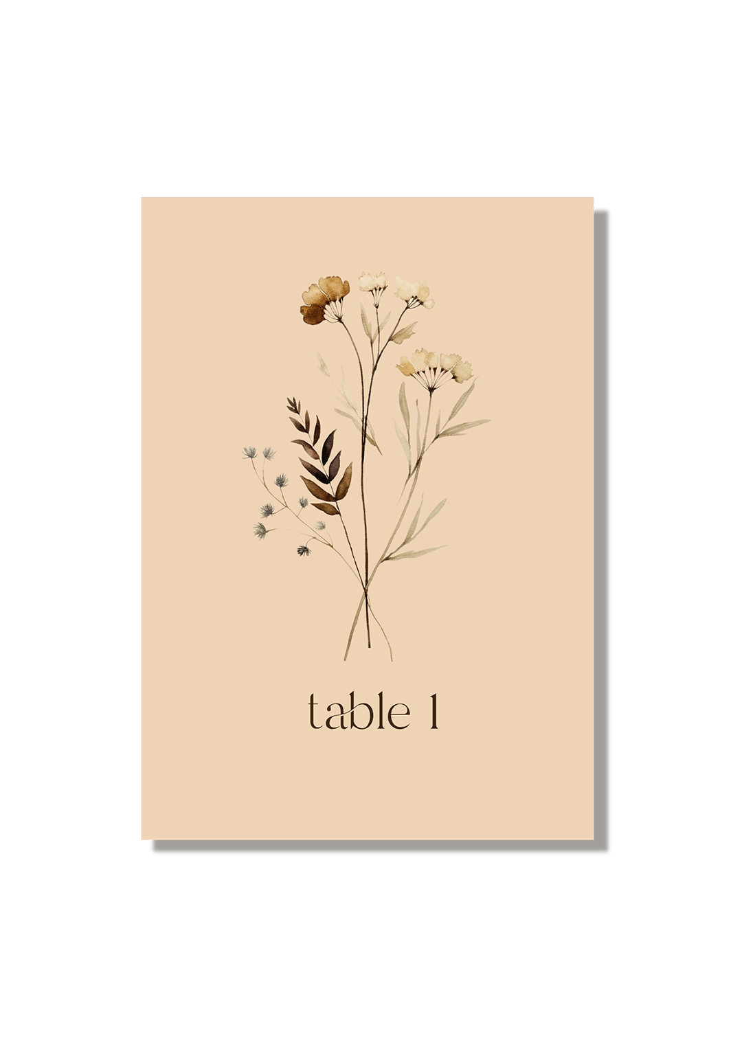 numéro table mariage fleurs séchées automne kaligrafia