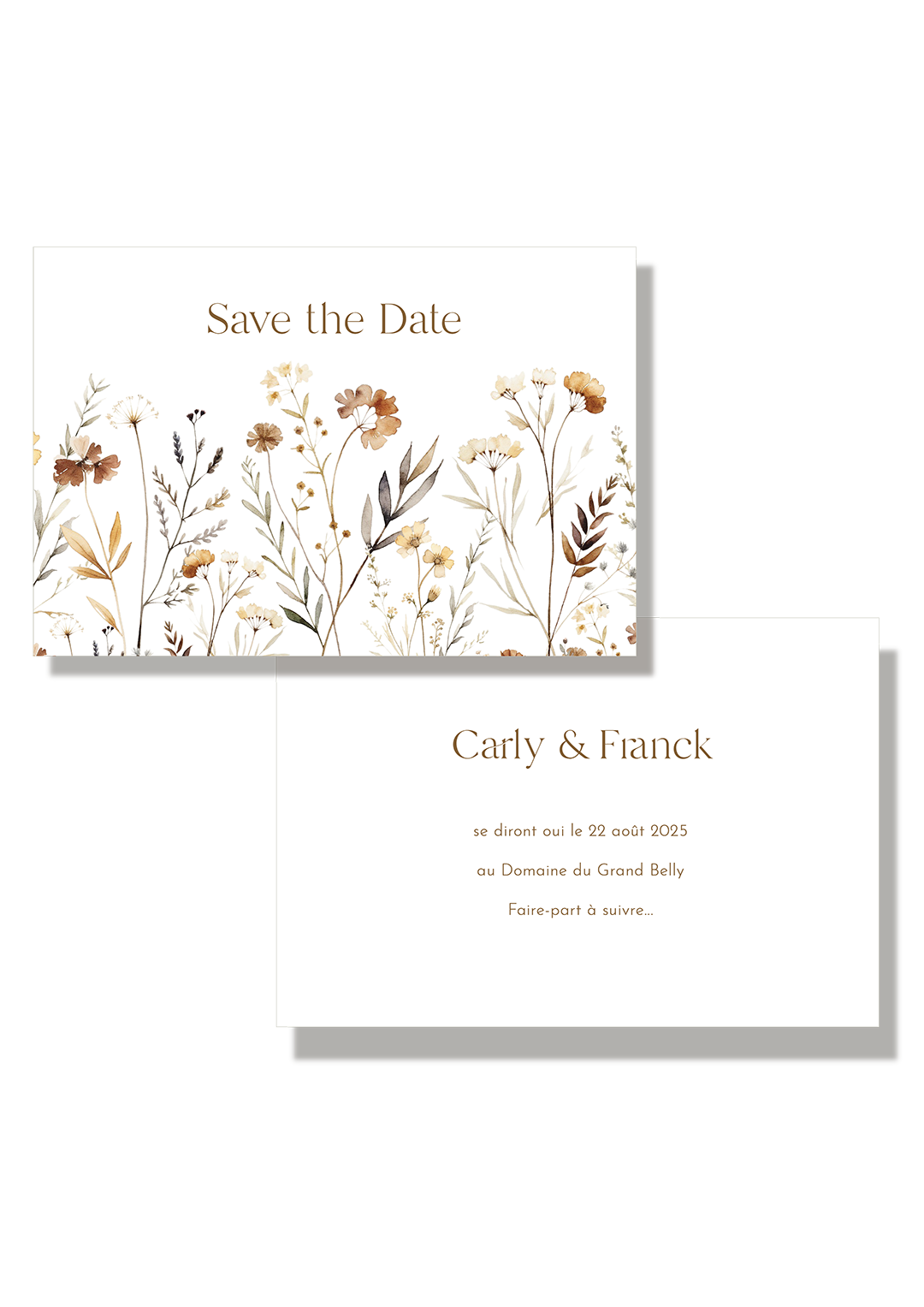 save the date mariage fleurs séchées automne kaligrafia