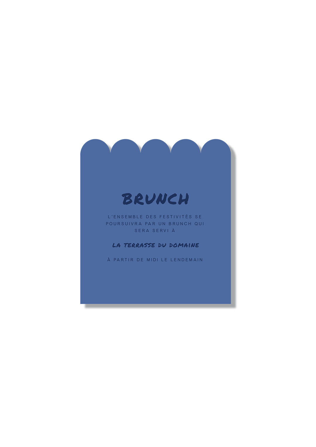 carte brunch mariage bleu feston typographie moderne