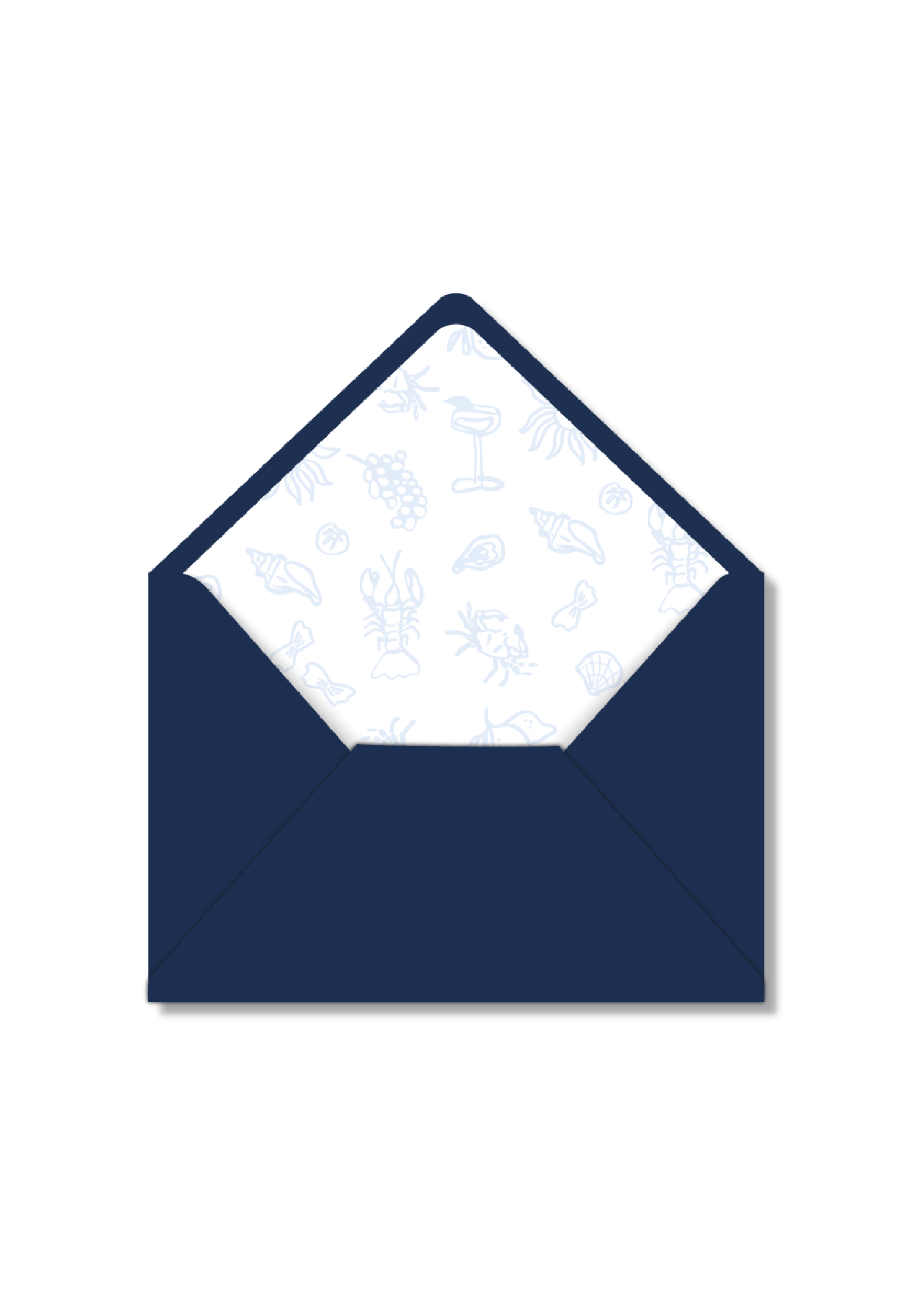 enveloppe mariage bleu marine doublure illustrée été