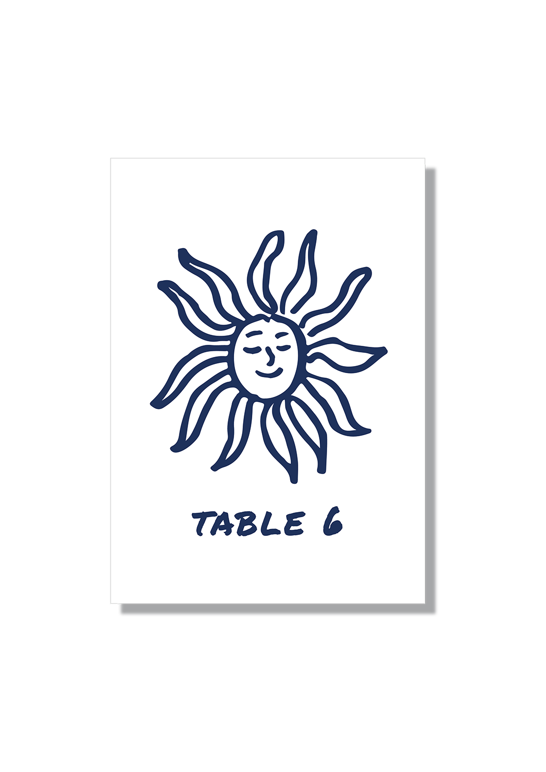 numéro table mariage soleil bleu graphique été
