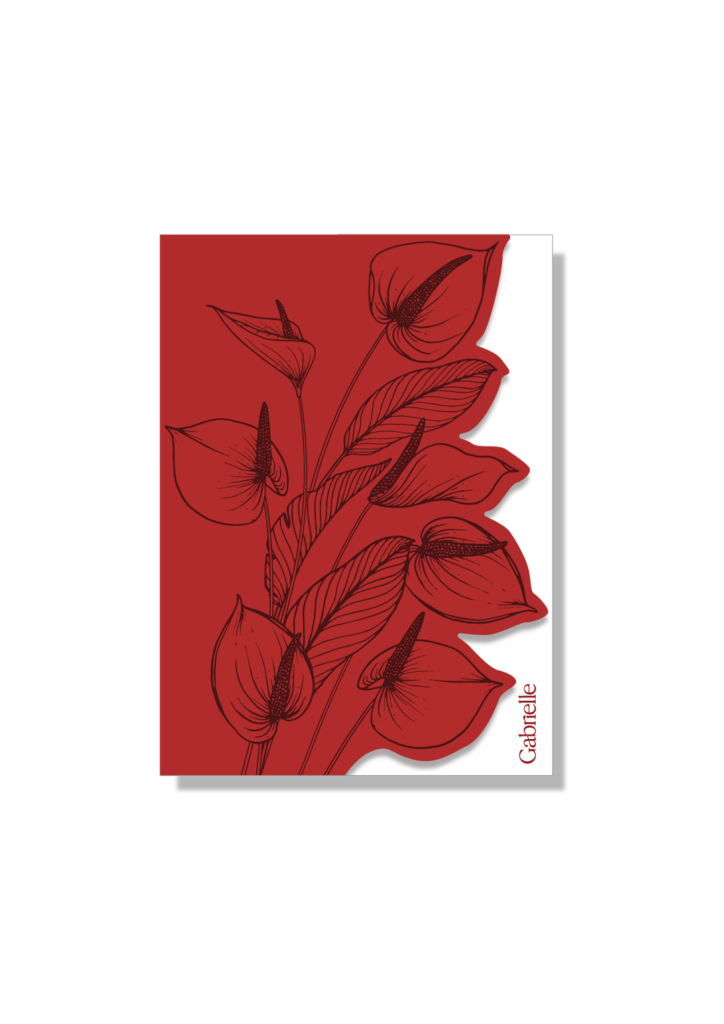 livre vœux mariage illustration florale rouge