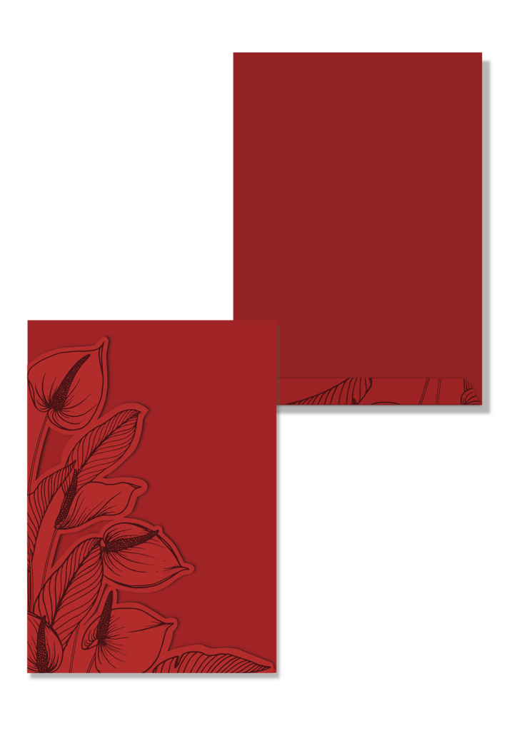 faire-part mariage floral rouge beige typographie moderne