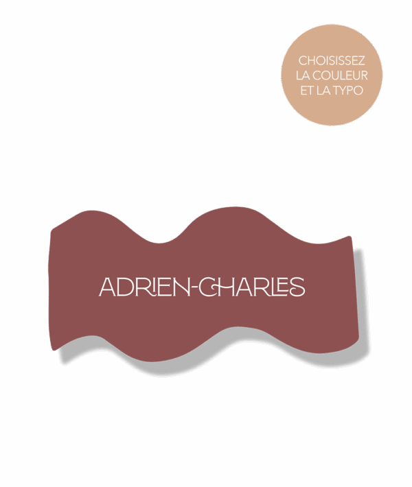 Marque-place original en forme de vague, couleur bordeaux personnalisable