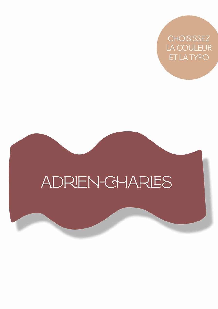 Marque-place original en forme de vague, couleur bordeaux personnalisable