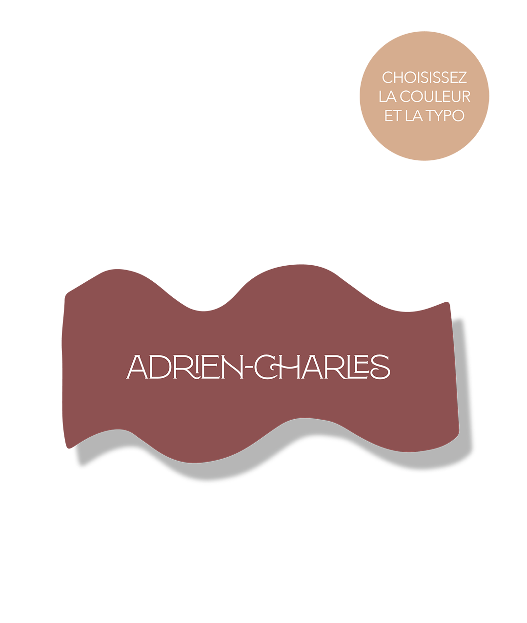 Marque-place original en forme de vague, couleur bordeaux personnalisable