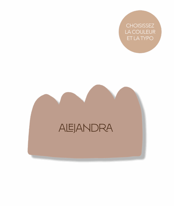 Marque-place design couleur beige avec découpe graphique personnalisable