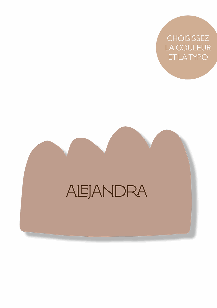 Marque-place design couleur beige avec découpe graphique personnalisable