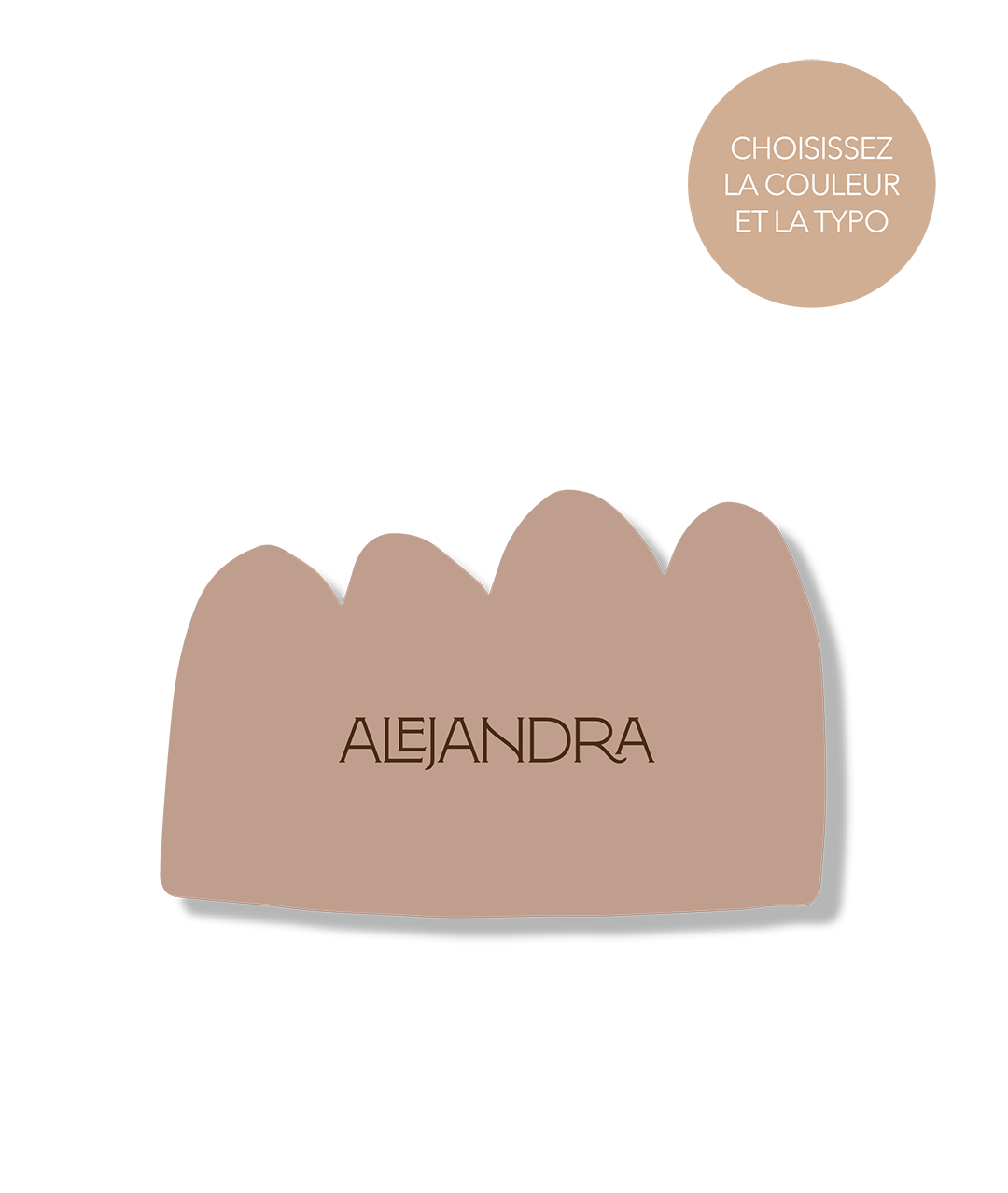 Marque-place design couleur beige avec découpe graphique personnalisable