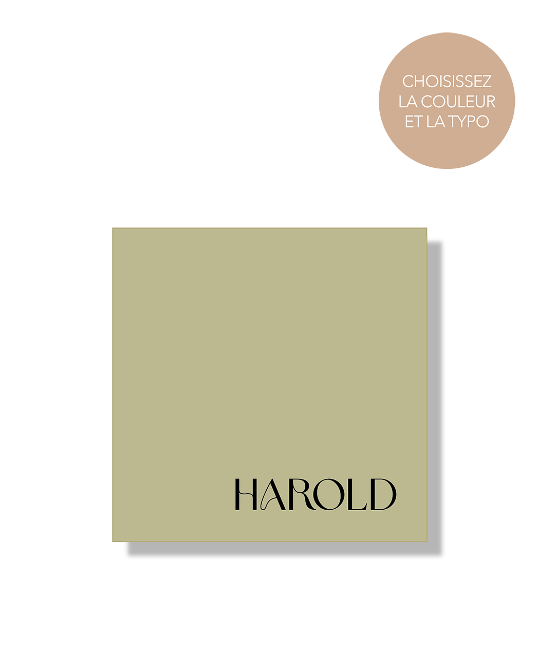 Marque-place vert olive design minimaliste avec typographie contemporaine