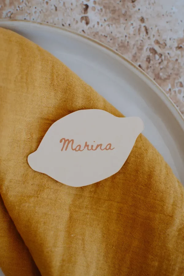marque-place citron papier mariage