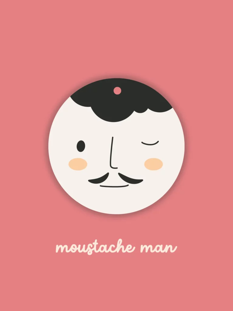 Décoration murale en céramique Moustache Man sur fond rose